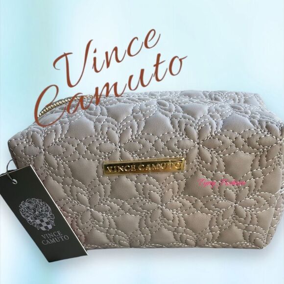 Vince Camuto Quilted Makeup Toiletries Travel Bag - Picture 1 of 10